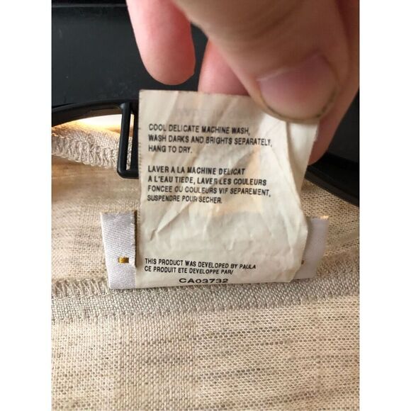 Linda Lundstrom Women’s Natural Linen Beige Tan Shawl Cardigan Jacket Size 12 - Picture 6 of 7